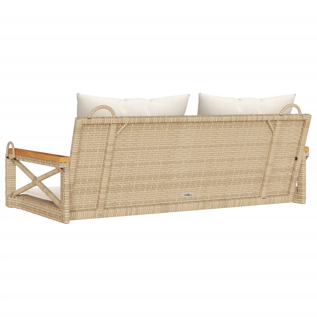 Panchina a Dondolo con Cuscini Beige 109x62x40 cm in Polyrattan 368157