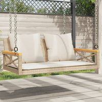 Panchina a Dondolo con Cuscini Beige 109x62x40 cm in Polyrattan 368157