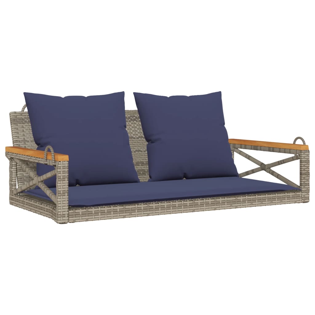 Panchina Dondolo con Cuscini Grigia 109x62x40 cm in Polyrattan 368159