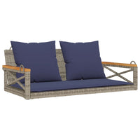 Panchina Dondolo con Cuscini Grigia 109x62x40 cm in Polyrattan 368159