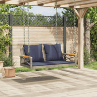 Panchina Dondolo con Cuscini Grigia 109x62x40 cm in Polyrattan 368159