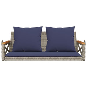 Panchina Dondolo con Cuscini Grigia 109x62x40 cm in Polyrattan 368159