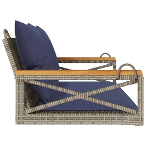 Panchina Dondolo con Cuscini Grigia 109x62x40 cm in Polyrattan 368159