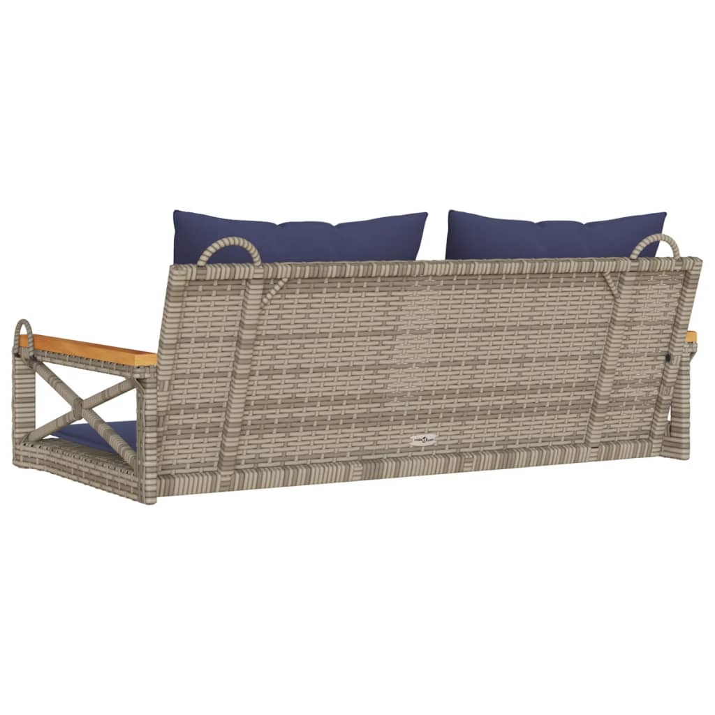 Panchina Dondolo con Cuscini Grigia 109x62x40 cm in Polyrattan 368159