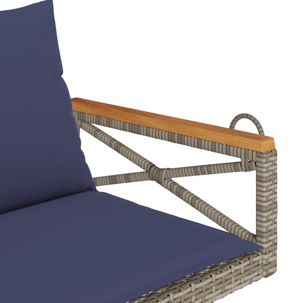 Panchina Dondolo con Cuscini Grigia 109x62x40 cm in Polyrattan 368159