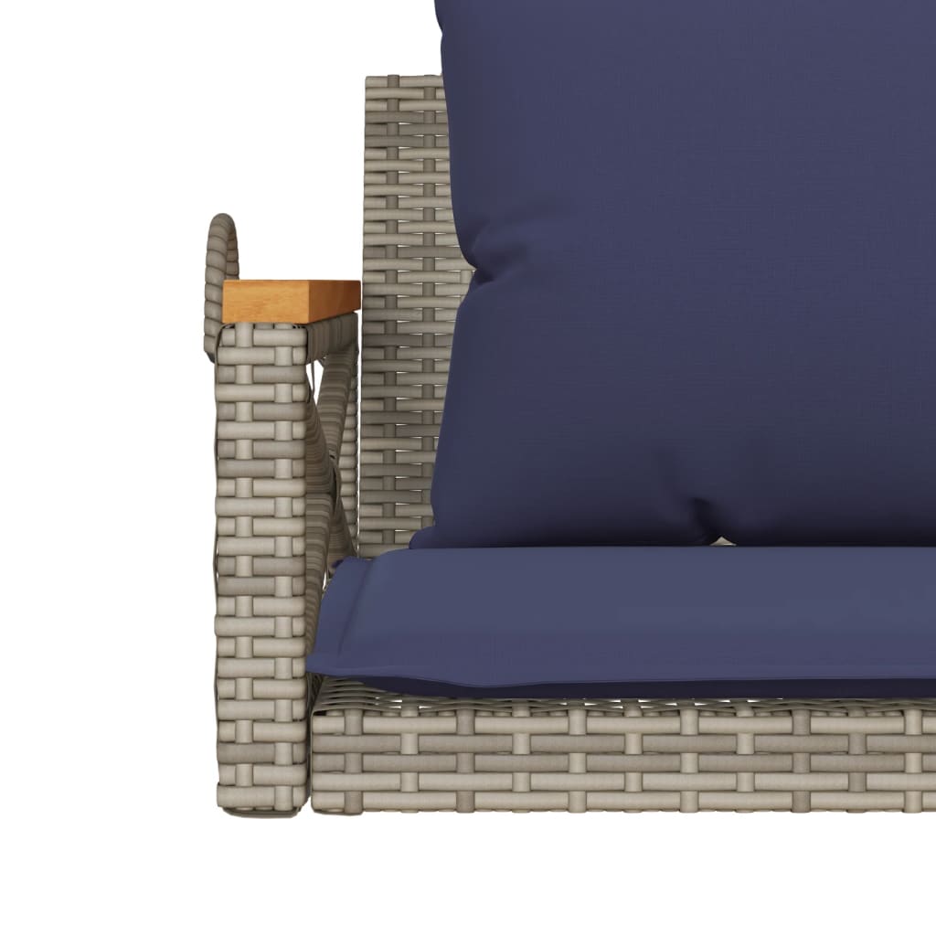 Panchina Dondolo con Cuscini Grigia 109x62x40 cm in Polyrattan 368159