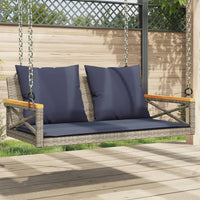 Panchina Dondolo con Cuscini Grigia 109x62x40 cm in Polyrattan 368159