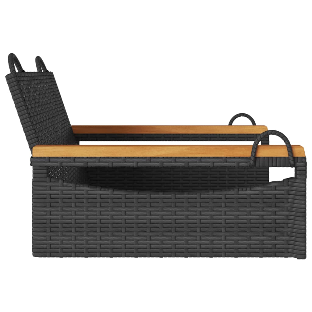 Panchina a Dondolo Nera 63x62x40 cm in Polyrattan 368161