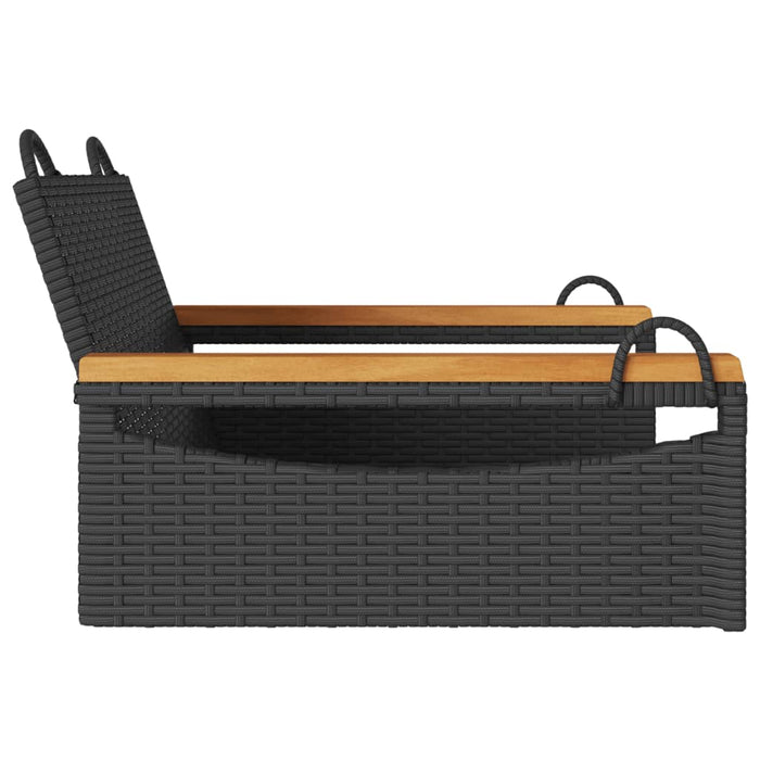 Panchina a Dondolo Nera 63x62x40 cm in Polyrattan 368161