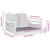 Panchina a Dondolo Nera 63x62x40 cm in Polyrattan