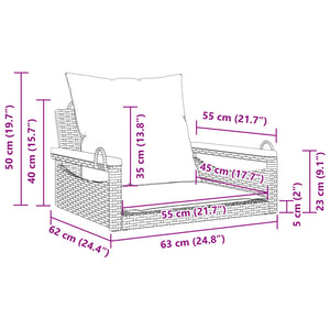 vidaXL Panchina a Dondolo con Cuscini Nera 63x62x40 cm in Polyrattan