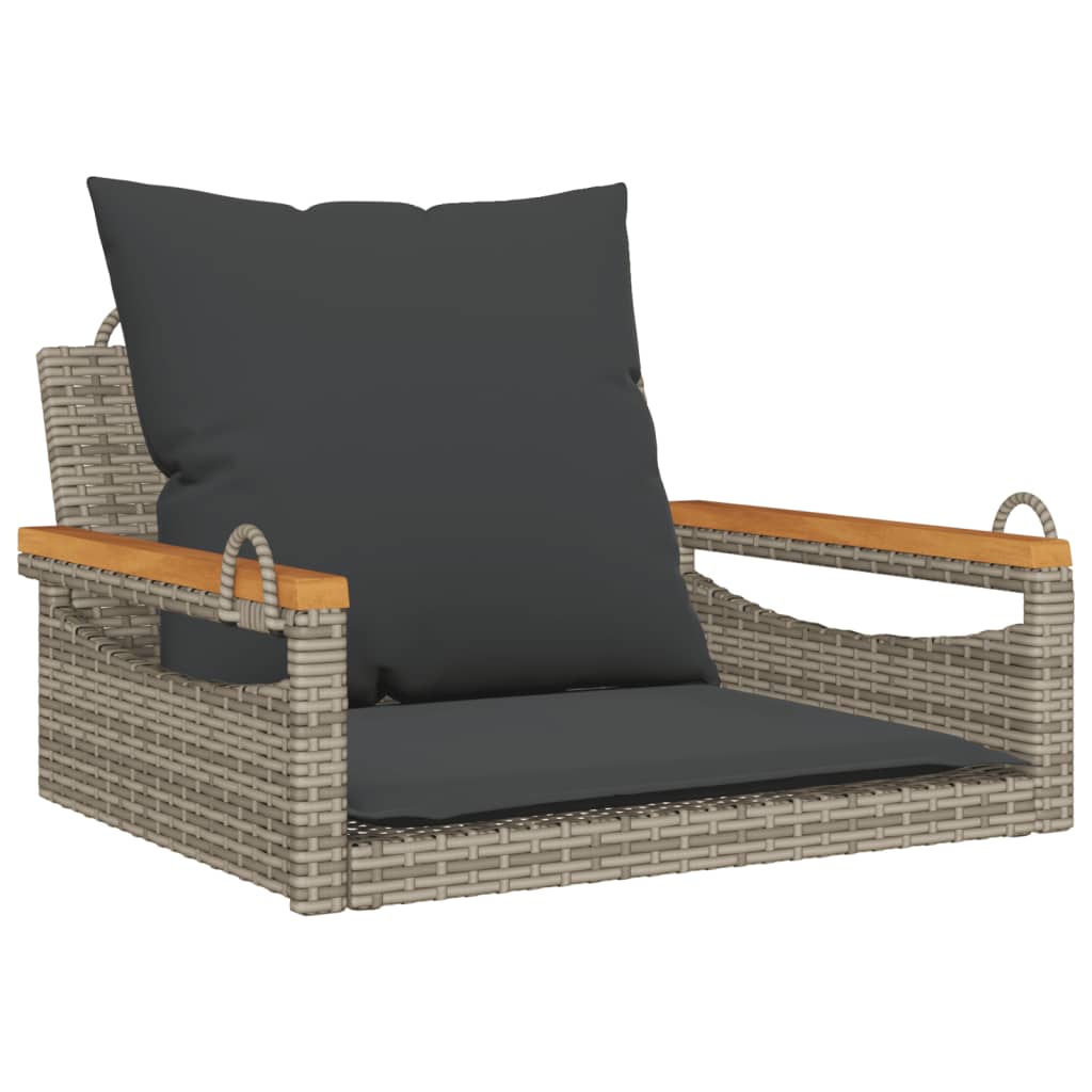 Panchina Dondolo con Cuscini Grigia 63x62x40 cm in Polyrattan 368165