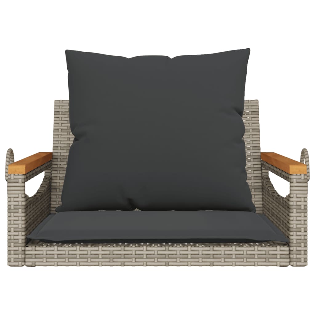 Panchina Dondolo con Cuscini Grigia 63x62x40 cm in Polyrattan 368165