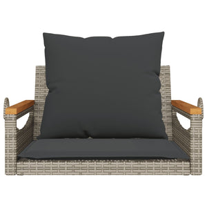 Panchina Dondolo con Cuscini Grigia 63x62x40 cm in Polyrattan 368165