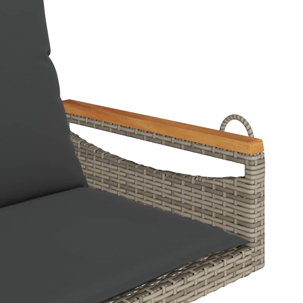 Panchina Dondolo con Cuscini Grigia 63x62x40 cm in Polyrattan 368165