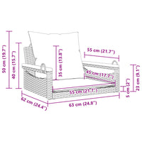Panchina Dondolo con Cuscini Grigia 63x62x40 cm in Polyrattan 368165