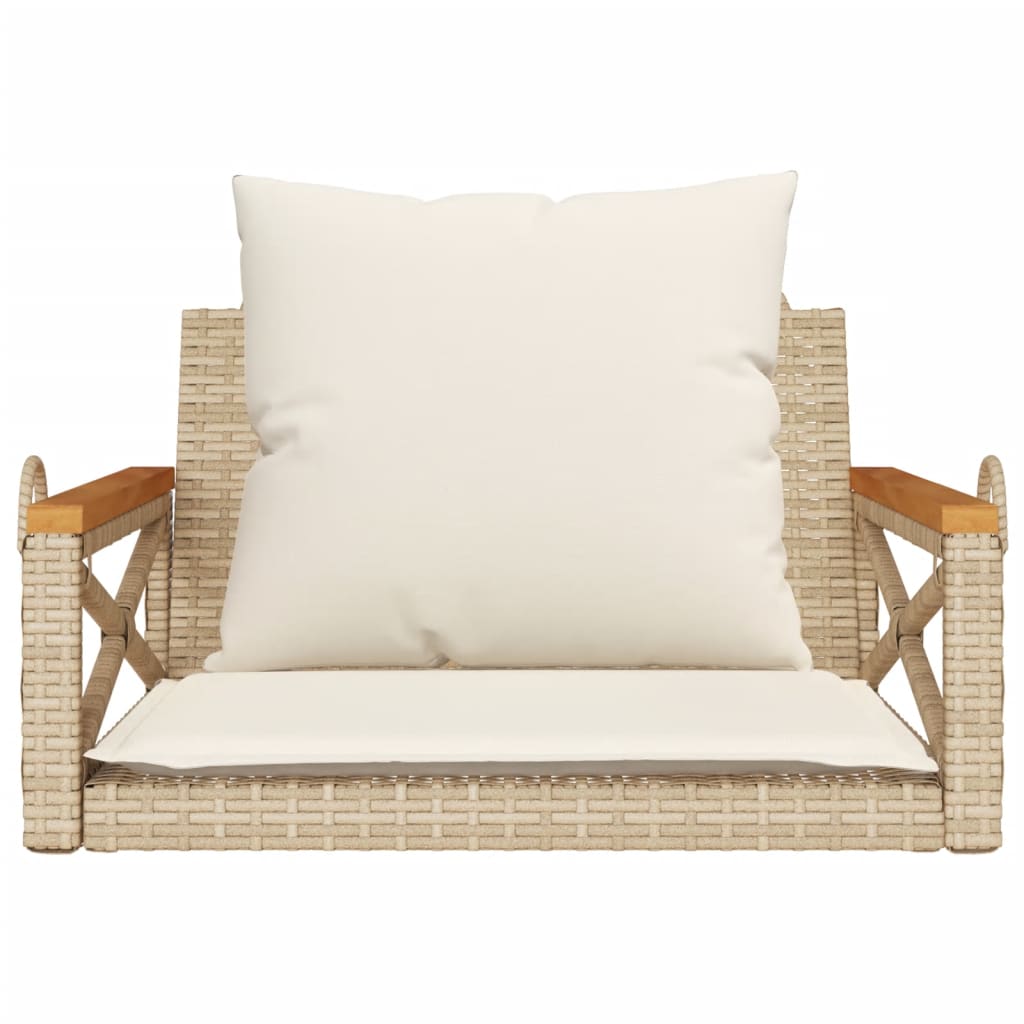 Panchina a Dondolo con Cuscini Beige 63x62x40 cm in Polyrattan 368175