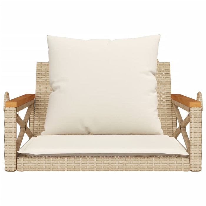 Panchina a Dondolo con Cuscini Beige 63x62x40 cm in Polyrattan 368175