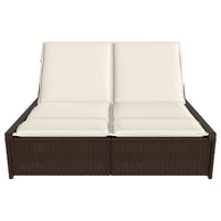 Lettino Prendisole con Cuscini Marrone in Polyrattan