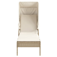 Lettino Prendisole con Baldacchino Beige in Polyrattan 368192