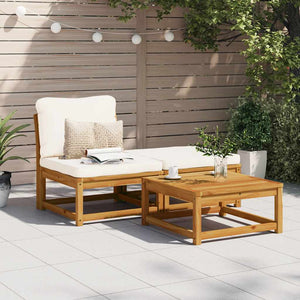 Set Mobili da Giardino 3pz con Cuscini Legno Massello di Acacia 366491