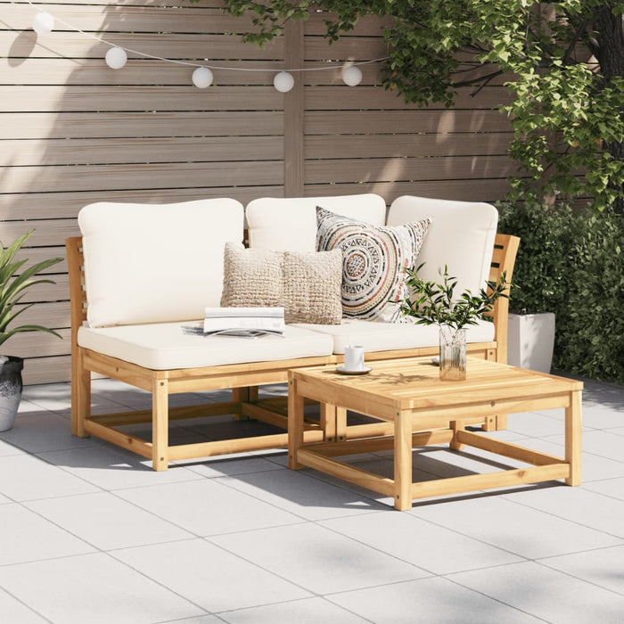 Set Salotto da Giardino 2 pz con Cuscini Legno Massello Acacia