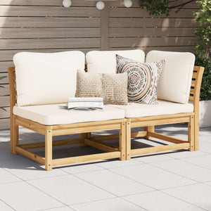 Set Salotto da Giardino 2 pz con Cuscini Legno Massello Acacia