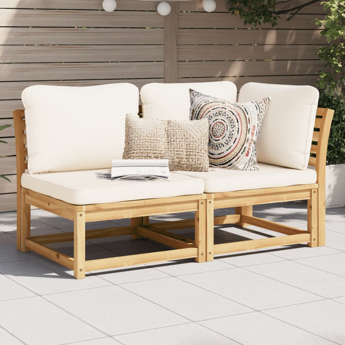 Set Salotto da Giardino 2 pz con Cuscini Legno Massello Acacia