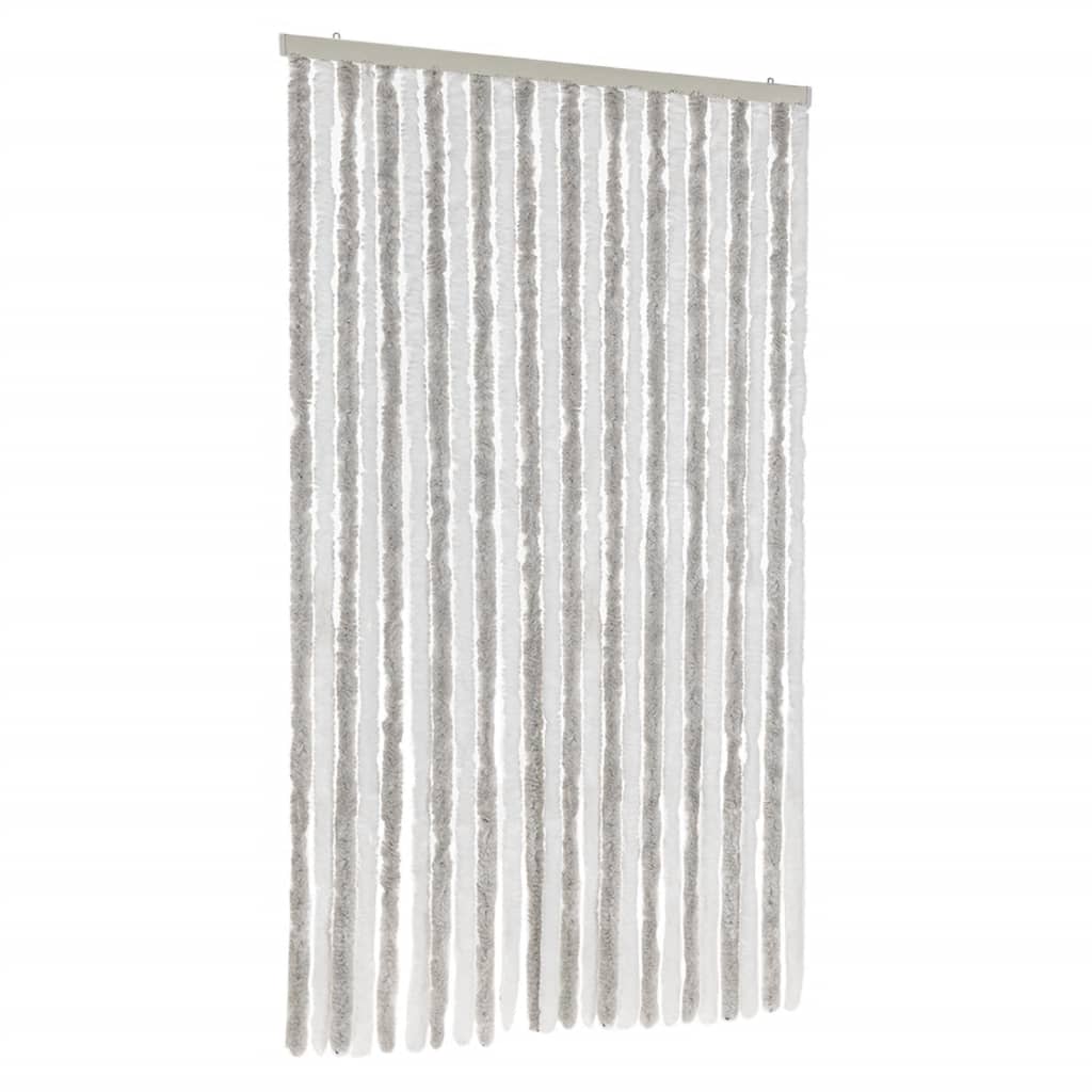 Tenda Antimosche Grigia Chiaro e Bianca 100x200 cm in Ciniglia 377315