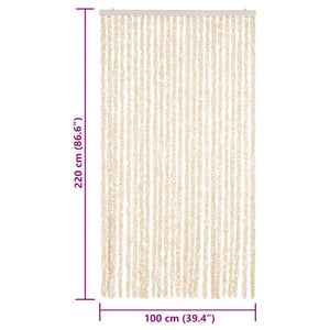 Tenda Antimosche Beige e Bianca 100x220 cm in Ciniglia