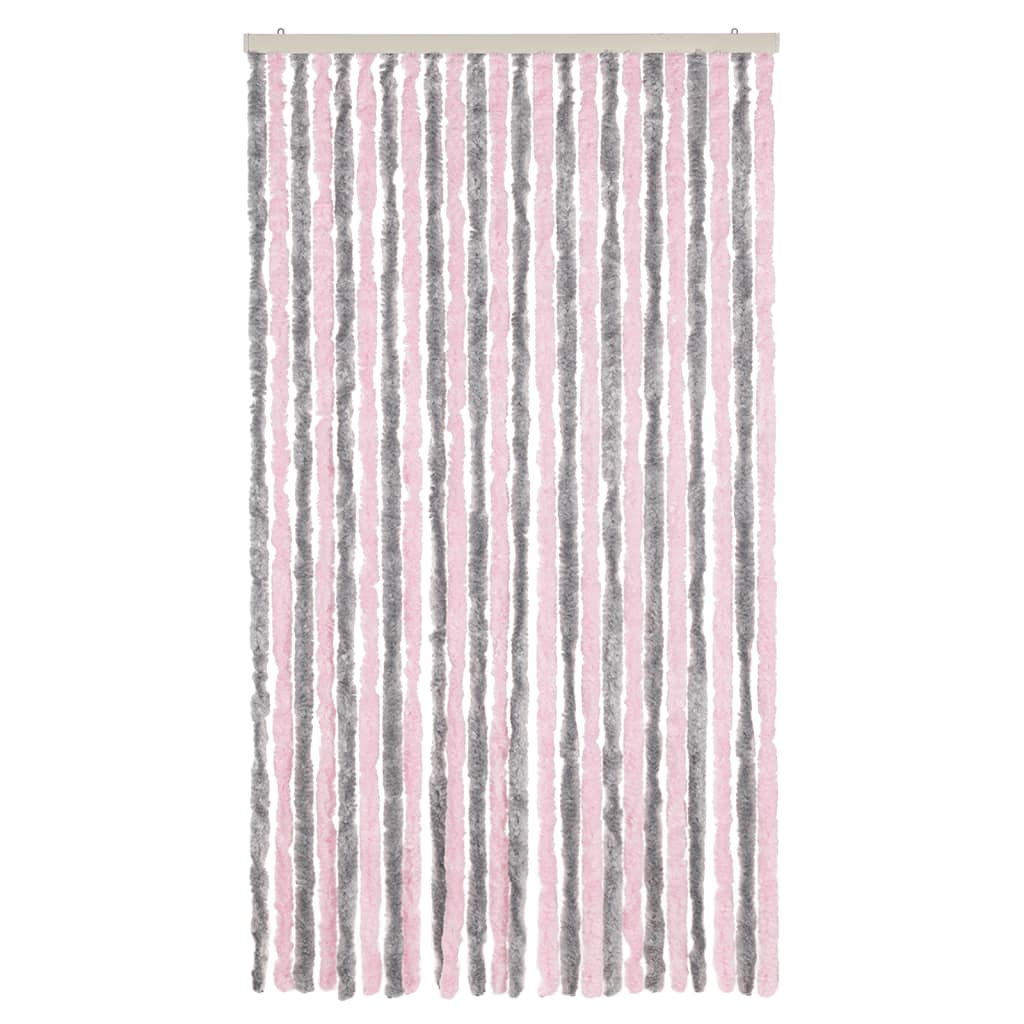 Tenda Antimosche Grigio Argento e Rosa 100x200 cm in Ciniglia