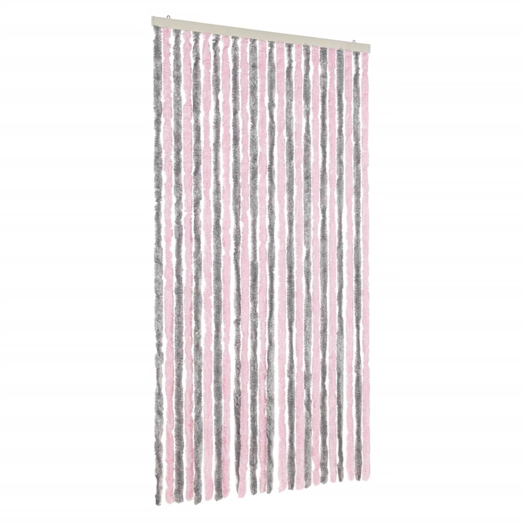 Tenda Antimosche Grigio Argento e Rosa 100x220 cm in Ciniglia