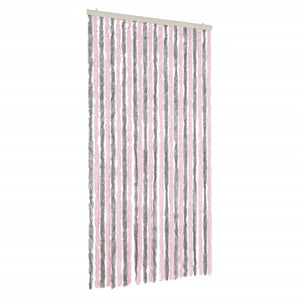 Tenda Antimosche Grigio Argento e Rosa 100x220 cm in Ciniglia