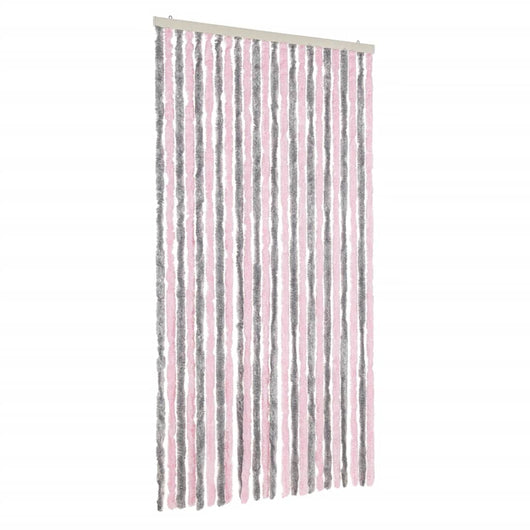 Tenda Antimosche Grigio Argento e Rosa 100x220 cm in Ciniglia