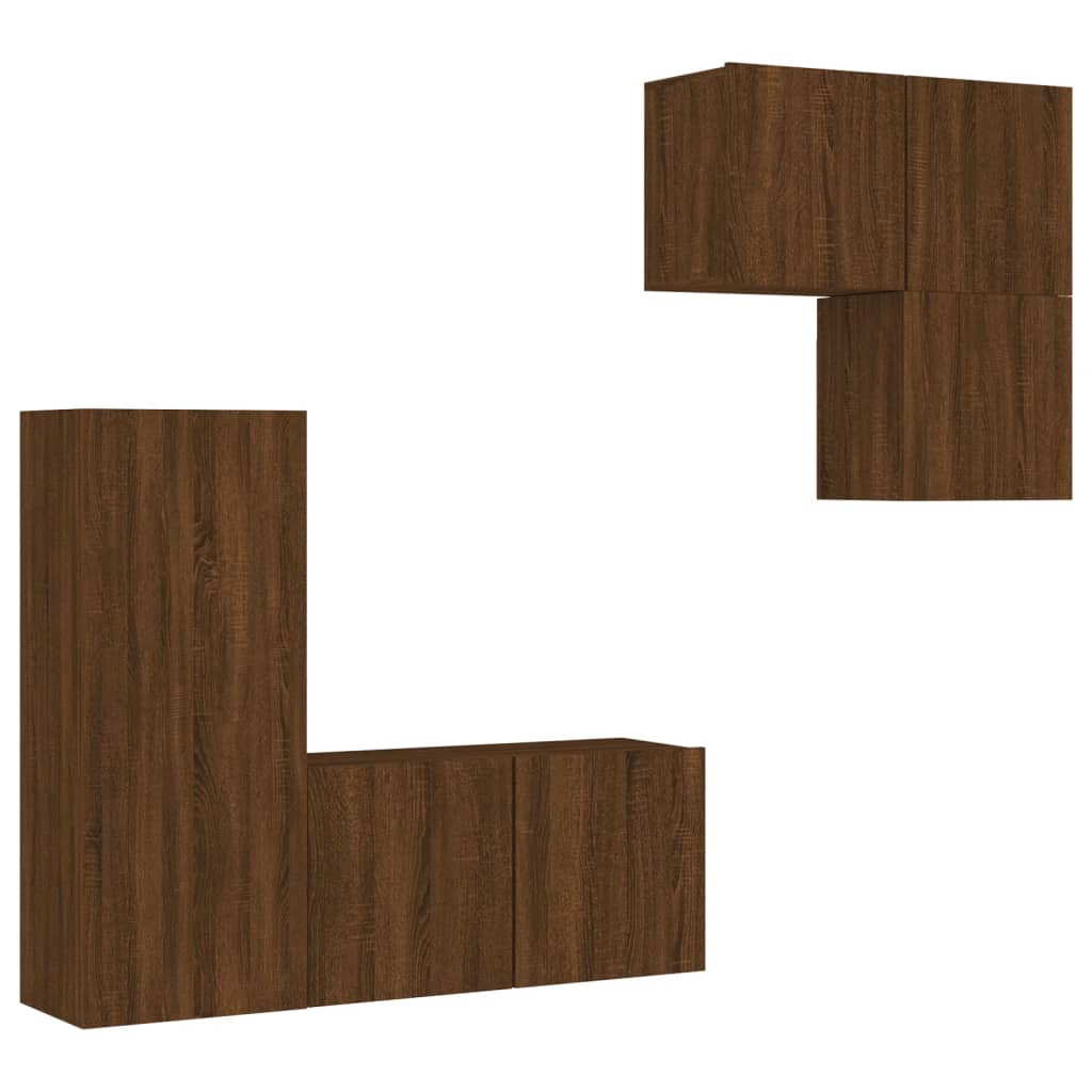 Mobili TV a Muro 4pz Rovere Marrone in Legno Multistratocod mxl 134216
