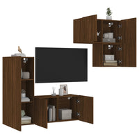 Mobili TV a Muro 4pz Rovere Marrone in Legno Multistratocod mxl 134216