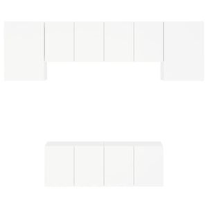 Mobili TV a Muro 6pz Bianchi in Legno Multistrato 3216439