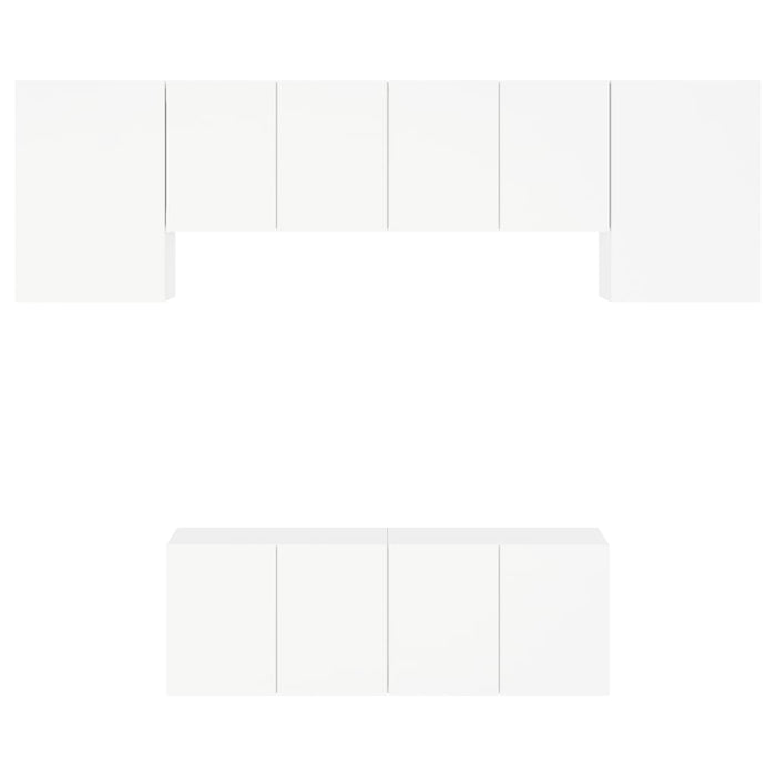 Mobili TV a Muro 6pz Bianchi in Legno Multistrato 3216439