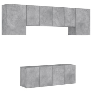 Mobili TV a Muro 6pz Grigio Cemento Legno Multistrato 3216442