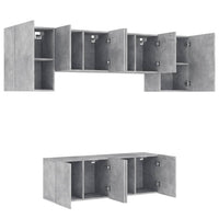 Mobili TV a Muro 6pz Grigio Cemento Legno Multistrato 3216442