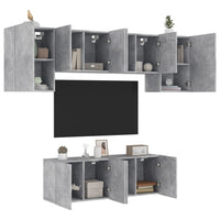 Mobili TV a Muro 6pz Grigio Cemento Legno Multistrato 3216442