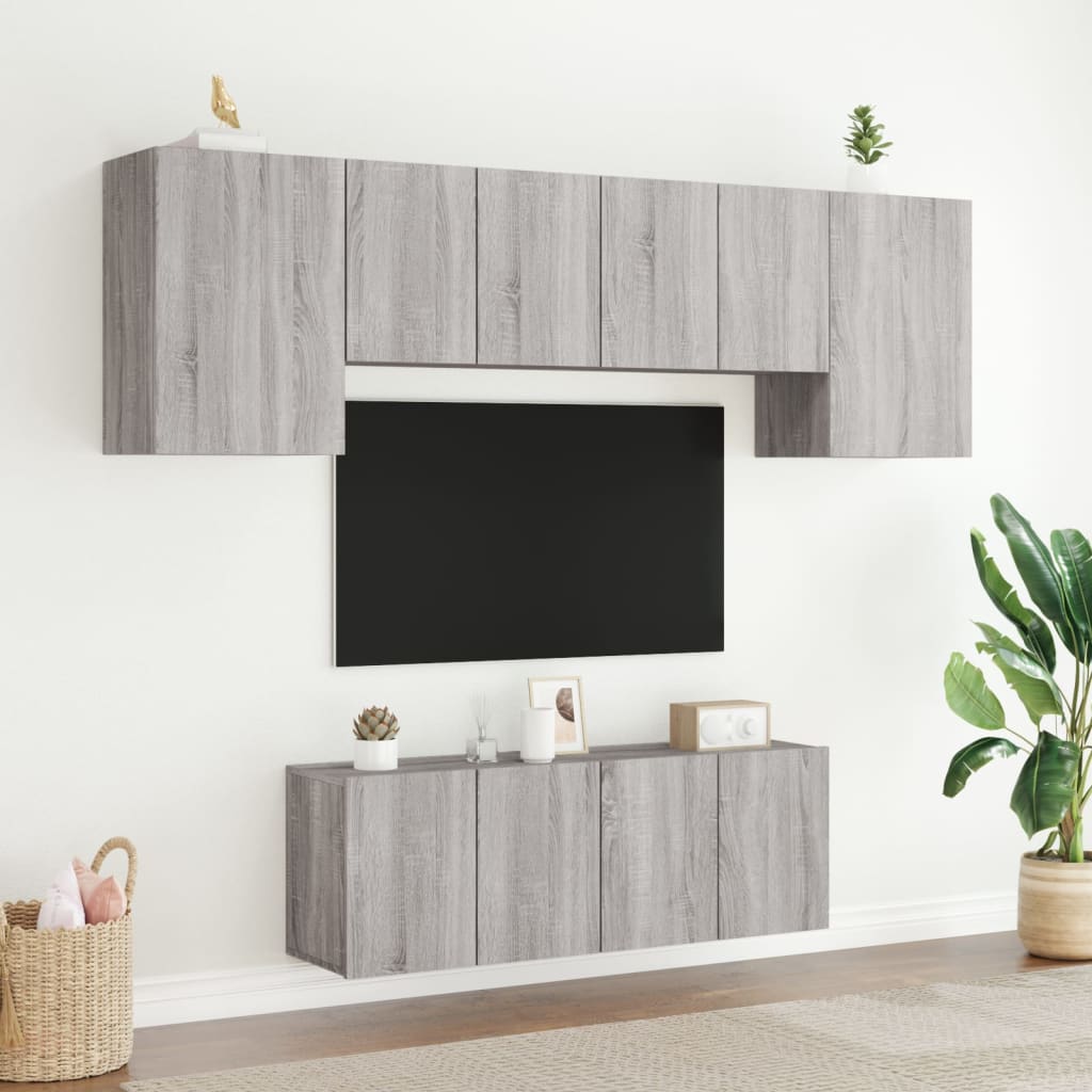 Mobili TV a Muro 6pz Grigio Sonoma in Legno Multistratocod mxl 110201