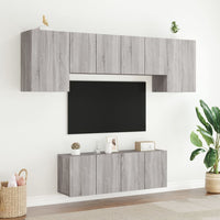 Mobili TV a Muro 6pz Grigio Sonoma in Legno Multistratocod mxl 110201
