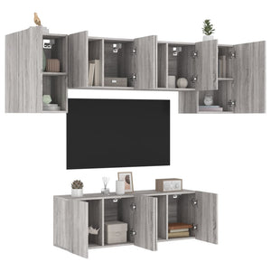 Mobili TV a Muro 6pz Grigio Sonoma in Legno Multistratocod mxl 110201