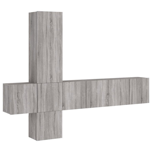 Mobili TV a Muro 5pz-Set di 5 Credenza per TV sospesa Grigio Sonoma in Legno Multistrato 425039