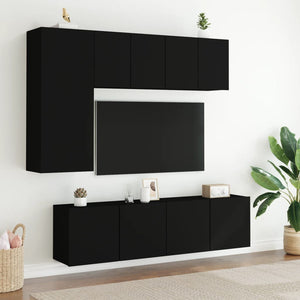 Mobili TV a Muro 5pz Neri in Legno Multistrato 3216465