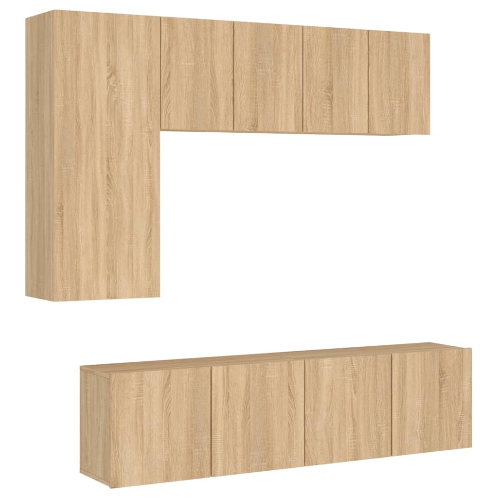Mobili TV a Muro 5pz-Set di 5 Credenza per TV sospesa Rovere Sonoma in Legno Multistrato 465855