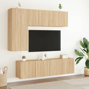 Mobili TV a Muro 5pz-Set di 5 Credenza per TV sospesa Rovere Sonoma in Legno Multistrato 465855