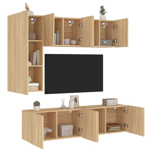 Mobili TV a Muro 5pz-Set di 5 Credenza per TV sospesa Rovere Sonoma in Legno Multistrato 465855