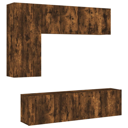 Mobili TV a Muro 5pz-Set di 5 Credenza per TV sospesa Rovere Fumo in Legno Multistrato 906807